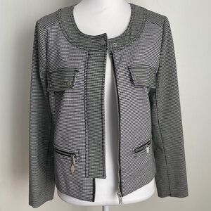 Jones New York Women's Suit Top Black White Long Sleeve Jacket Size Small